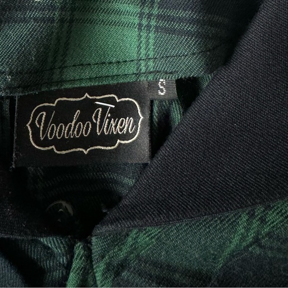 Voodoo Vixen Lola Retro Plaid Fit & Flare Midi Swing Dress -Green & Navy - Small - Picture 8 of 12